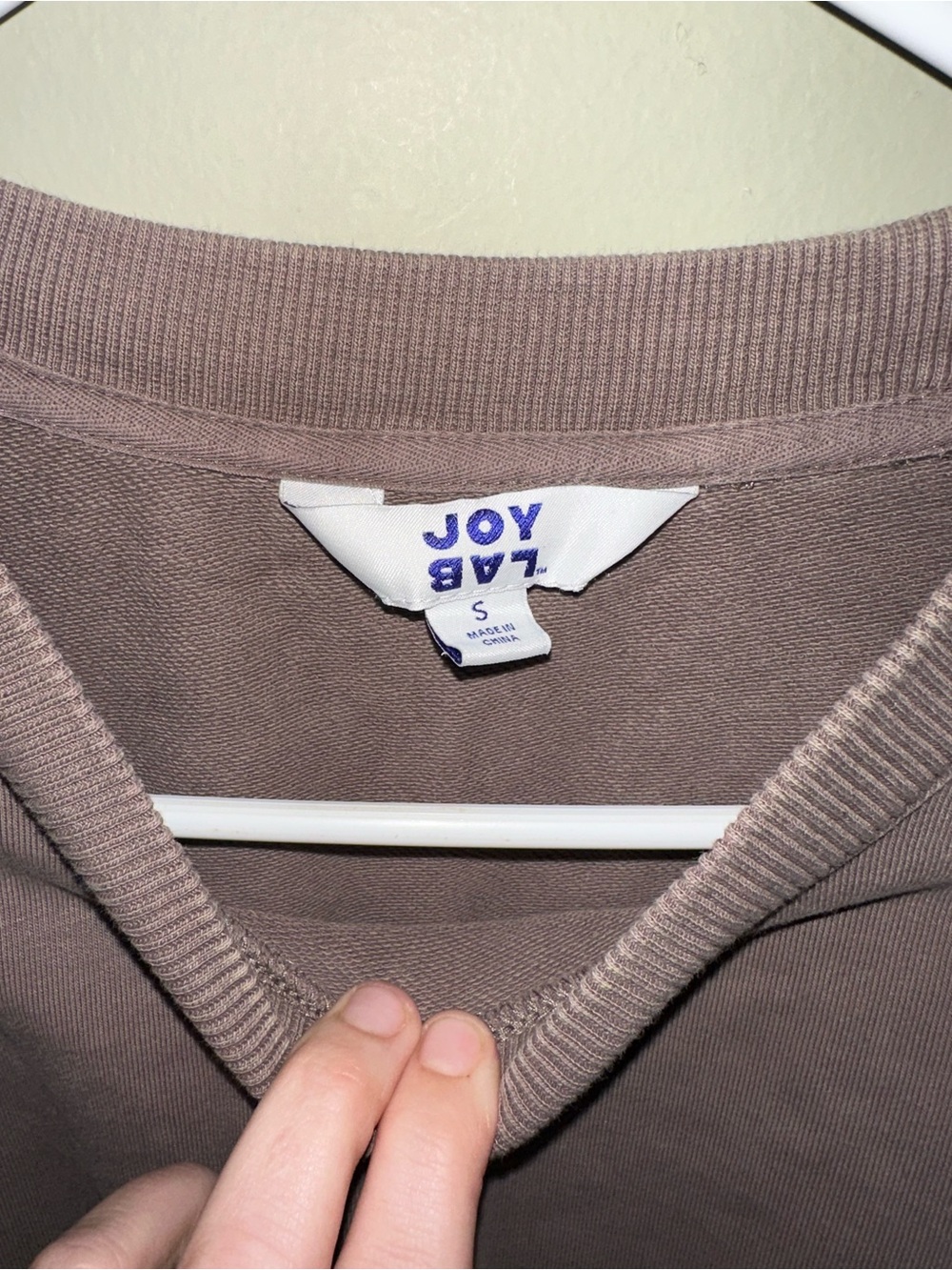 JoyLab Taupe Cropped Crewneck Sweatshirt - Picture 2 of 3